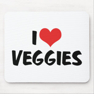 I Love Heart Veggies - Vegan Health Food Lover Mouse Pad