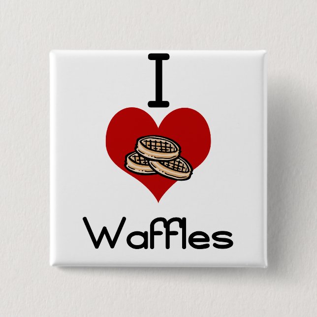I love-heart waffles 15 cm square badge (Front)