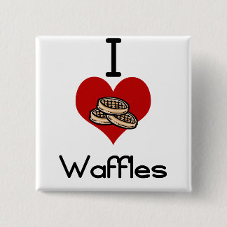 I love-heart waffles 15 cm square badge