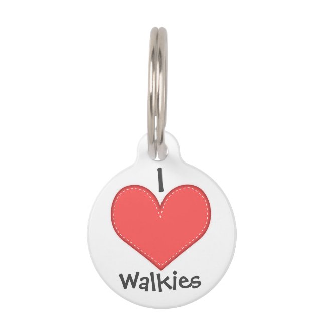 I Love Heart Walkies Cute Dog Pet Tag (Front)