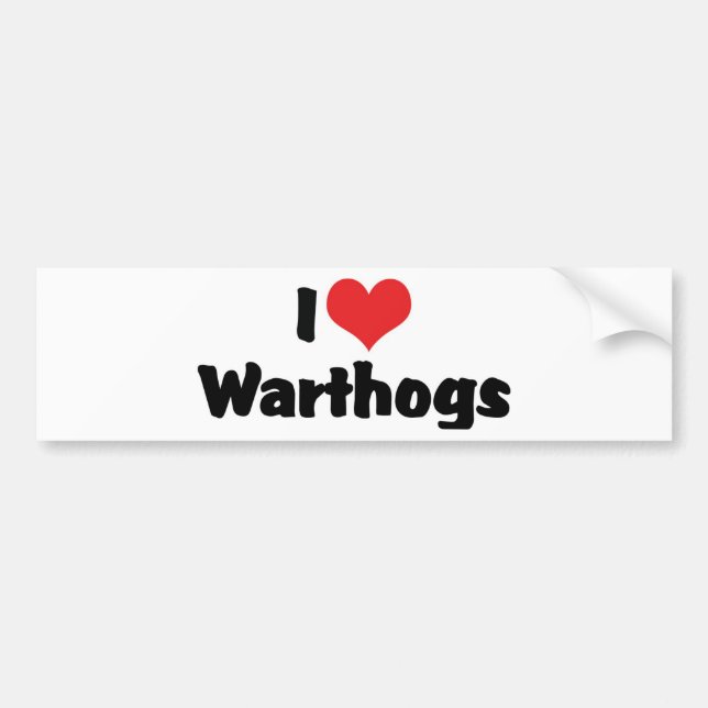 I Love Heart Warthogs Bumper Sticker (Front)