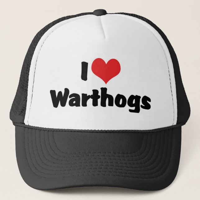I Love Heart Warthogs Trucker Hat (Front)