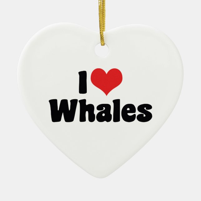 I Love Heart Whales - Whale Lover Ceramic Tree Decoration (Front)