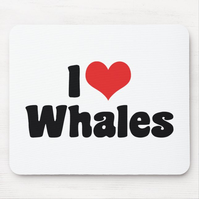 I Love Heart Whales - Whale Lover Mouse Pad (Front)