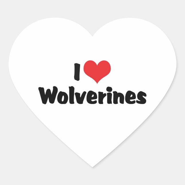 I Love Heart Wolverines Sticker (Front)