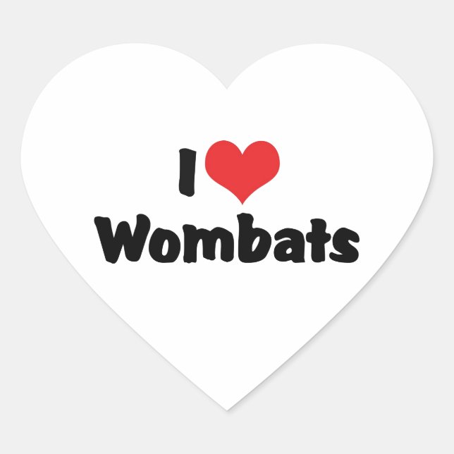 I Love Heart Wombats Sticker (Front)