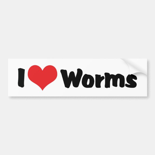 I Love Heart Worms Bumper Sticker (Front)