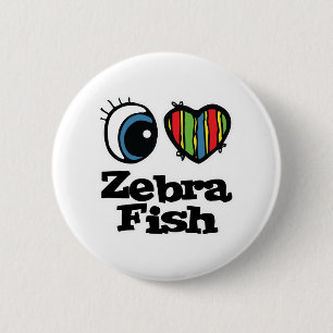 I Love (Heart) Zebrafish 6 Cm Round Badge