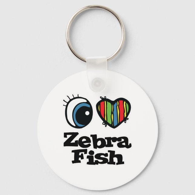 I Love (Heart) Zebrafish Key Ring (Front)
