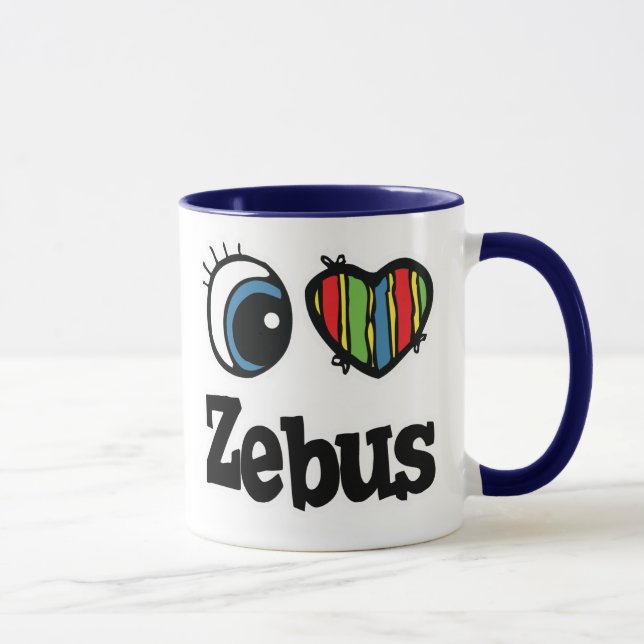 I Love (Heart) Zebus Mug (Right)