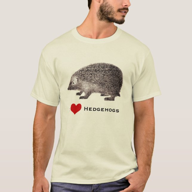 I Love Hedgehogs Adult T-Shirt (Front)