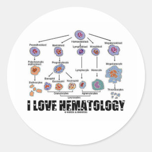 I Love Hematology (Blood Cell Lineage) Classic Round Sticker