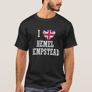 I Love Hemel Hempstead England Union Jack Flag Hea T-Shirt