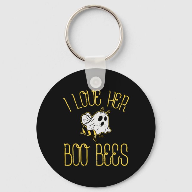 I Love Her Boo Bees Couples Halloween Adult Costum Key Ring (Front)