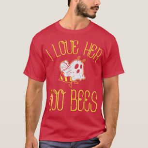 I Love Her Boo Bees Couples Halloween Adult Costum T-Shirt