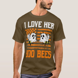 I Love Her Boo Bees Couples Halloween Costume USA  T-Shirt