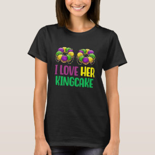 I Love Her Kingcake Mardi Gras Matching Couple Boy T-Shirt