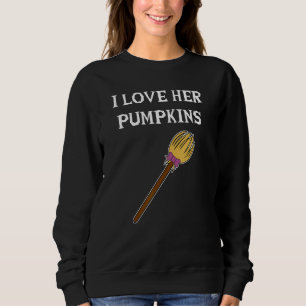 I Love Her Pumpkins Adult Matching Couples Hallowe Sweatshirt