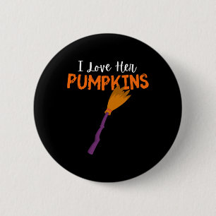I Love Her Pumpkins Couples Matching I Love His Br 6 Cm Round Badge