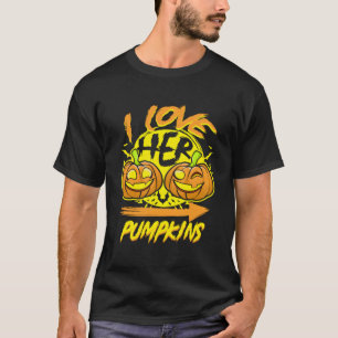 I Love Her Pumpkins Funny Couple Matching Hallowee T-Shirt