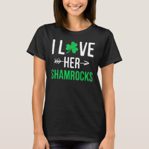 I Love Her Shamrocks St Patrick's Day Couples 3 T-Shirt