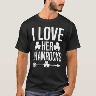 I Love Her Shamrocks St Patricks Day Couples Irish T-Shirt