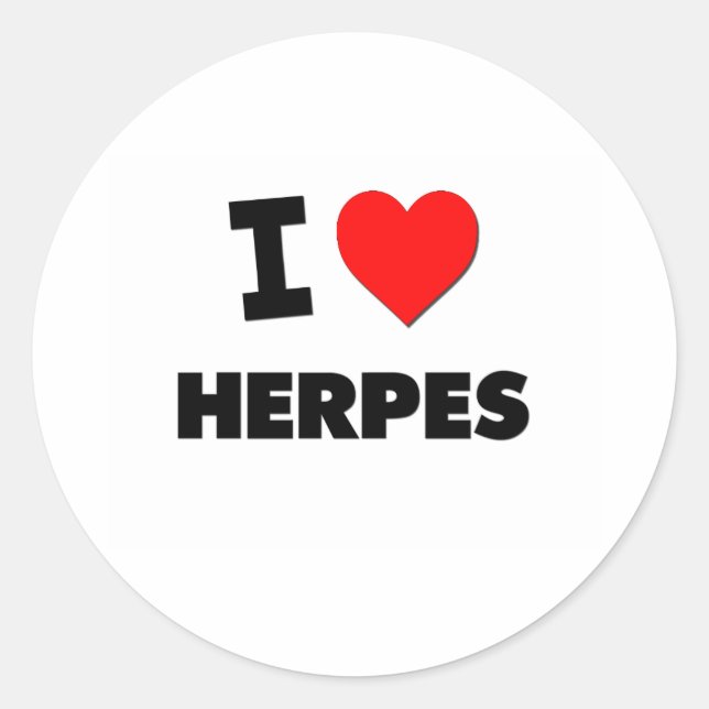 I Love Herpes Classic Round Sticker (Front)
