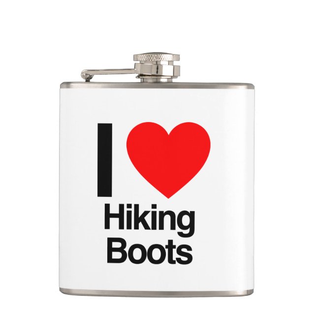 i love hiking boots hip flask (Front)