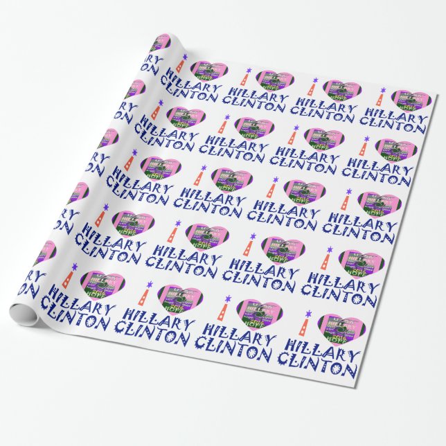 I Love Hillary Clinton for USA President Heart art Wrapping Paper (Unrolled)
