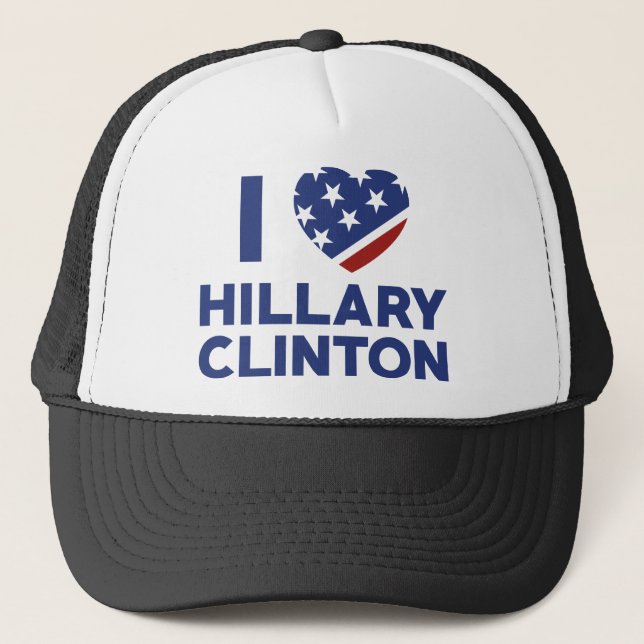 I Love Hillary Clinton Trucker Hat (Front)