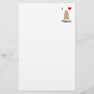 I Love Hippos (3) Stationery