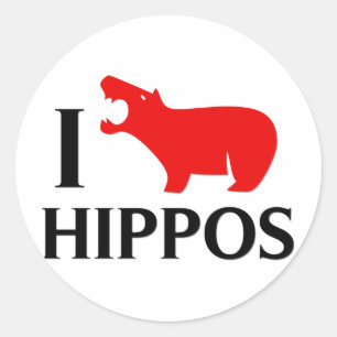 I Love Hippos Classic Round Sticker