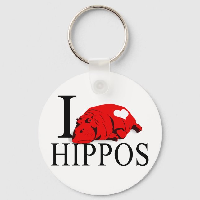 I Love Hippos Keychains (Front)