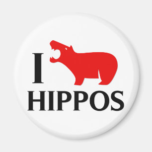 I Love Hippos Magnet