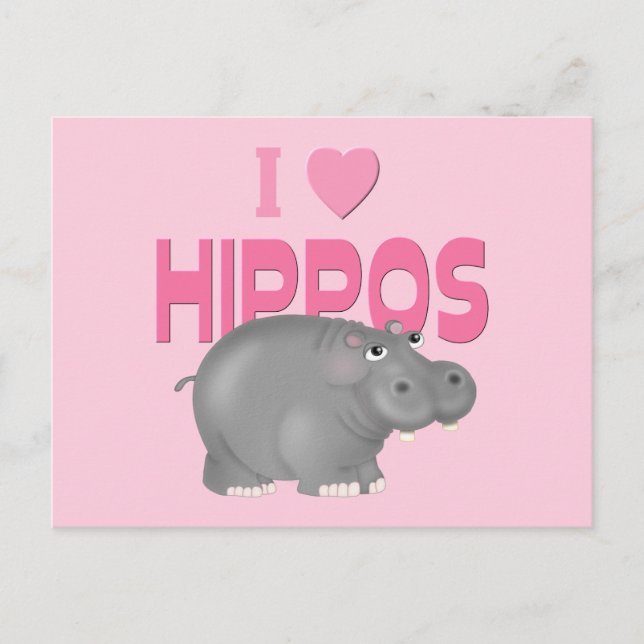 I Love Hippos Postcard (Front)