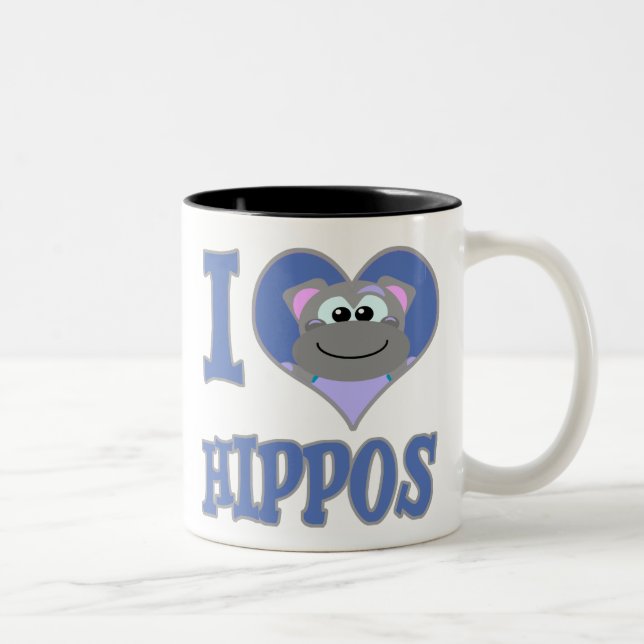 I Love hippos Two-Tone Coffee Mug (Right)