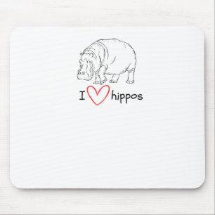 I Love Hippos - Wild Life S Sticker Mouse Pad