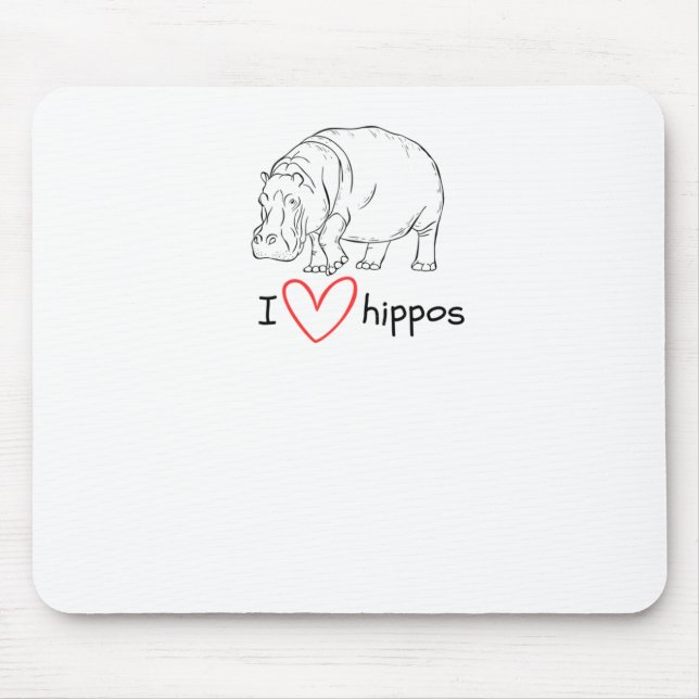 I Love Hippos - Wild Life S Sticker  Mouse Pad (Front)
