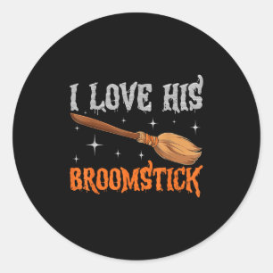 I Love His Broomstick I Love Her Pumpkins Couples  Classic Round Sticker