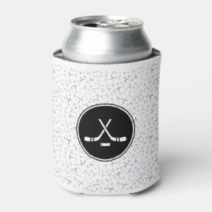 I Love Hockey Black & White Stylish Trendy Sporty Can Cooler