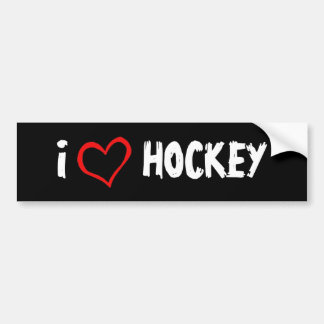 I Love Hockey Bumper Sticker