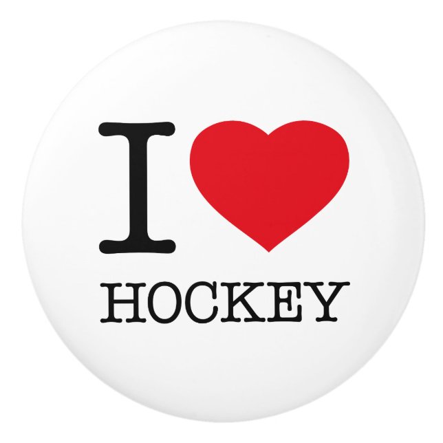 I LOVE HOCKEY CERAMIC KNOB (Front)