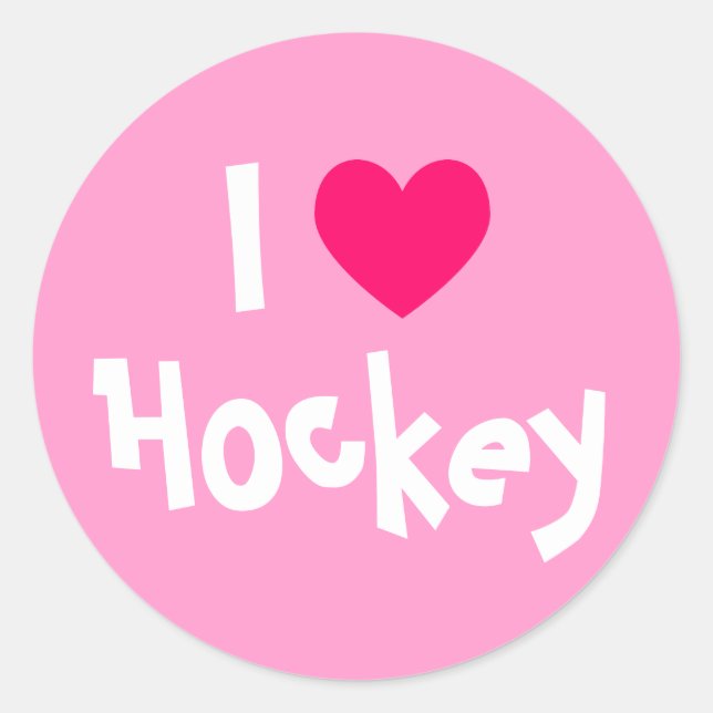 I Love Hockey Classic Round Sticker (Front)