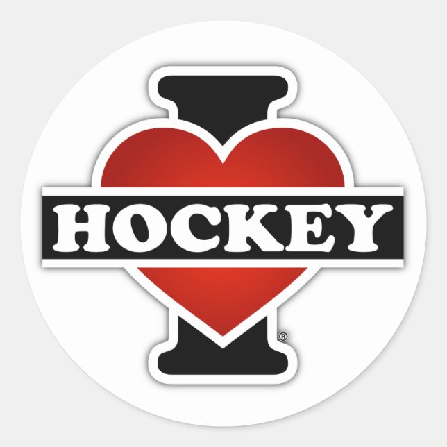 I Love Hockey Classic Round Sticker (Front)