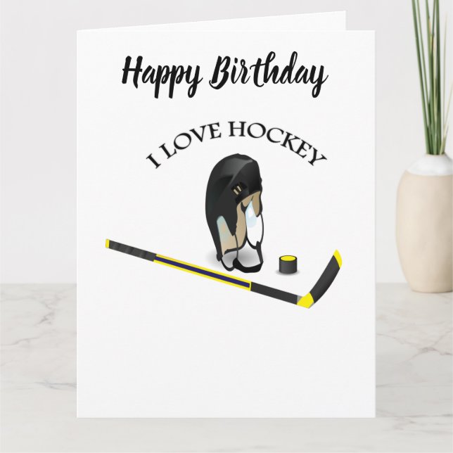 I Love hockey custom design with stick and helmet Card (Front)