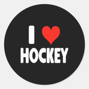 I Love Hockey - Heart Goalie Forward Hockey Mom Da Classic Round Sticker