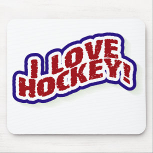 I Love Hockey Mouse Pad