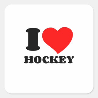 I LOVE HOCKEY SQUARE STICKER