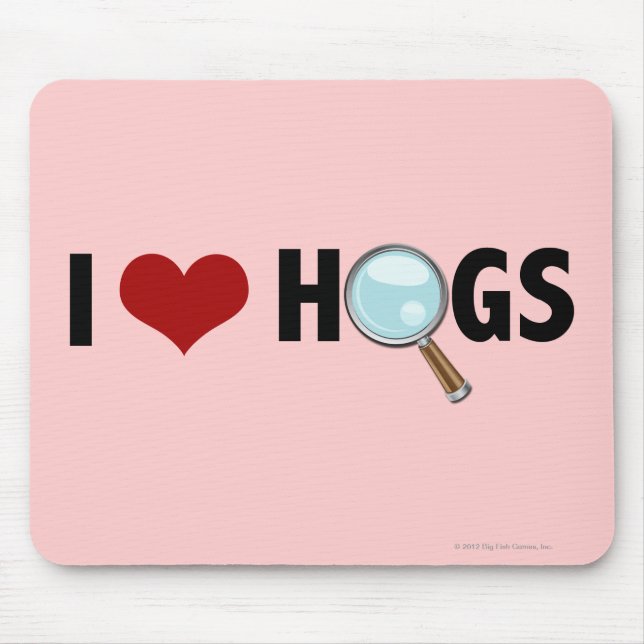 I Love Hogs Red/Black Mouse Pad (Front)