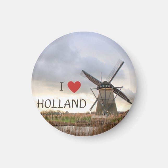 I love Holland Windmills Photomagnet Magnet (Front)